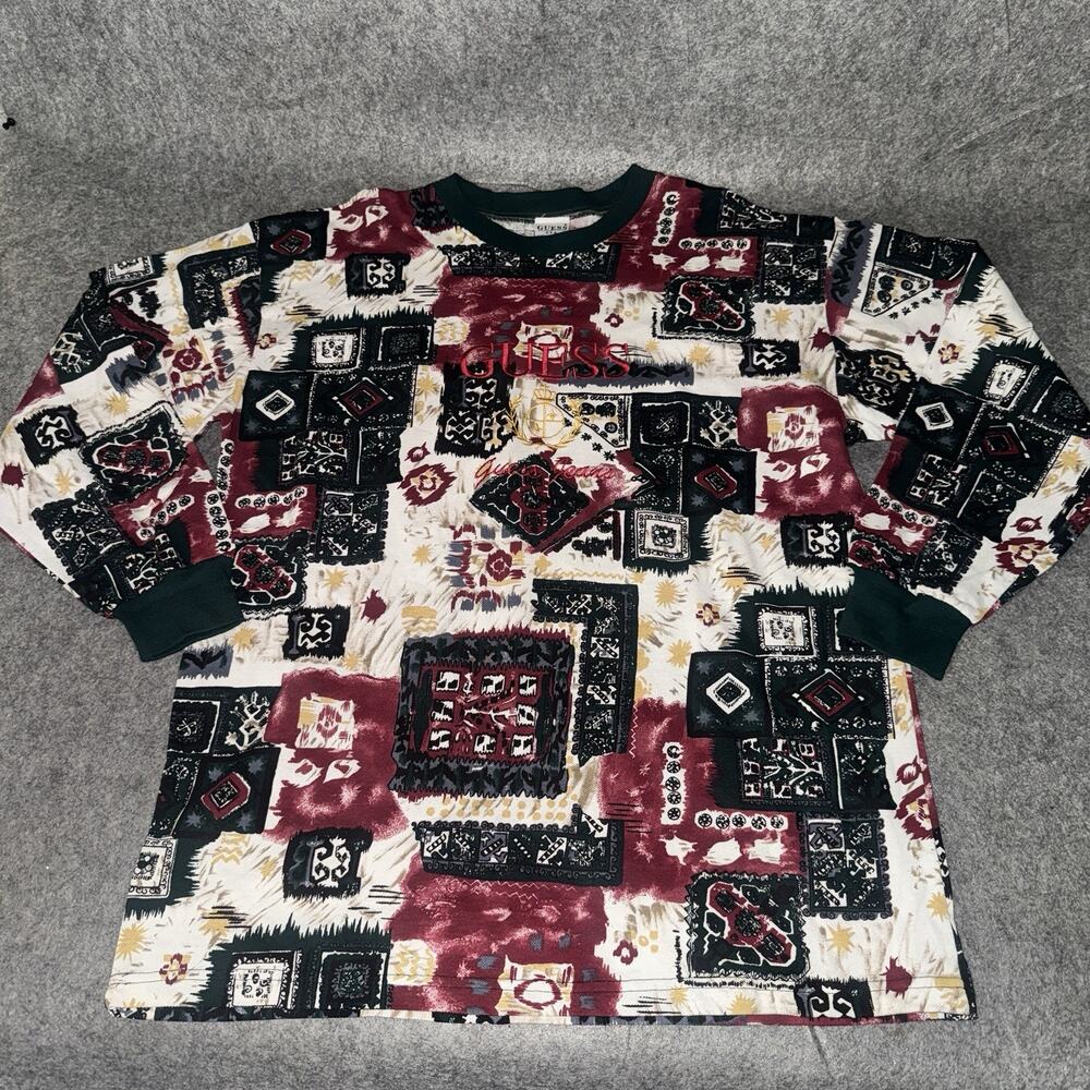 Vintage - Guess U.S.A. Men's Multicolor Sweater - XLarge